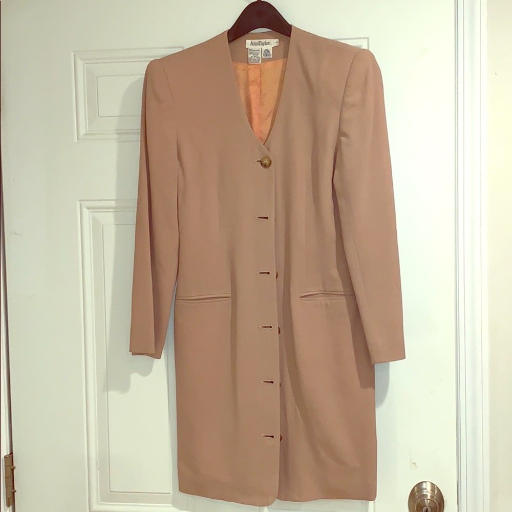 Ann Taylor Tan Long Sleeve Dress